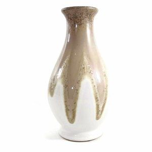 Ceramic Flowers Vase 9.5" Tall Decorative Beige and White Flower Jar Home Decor
